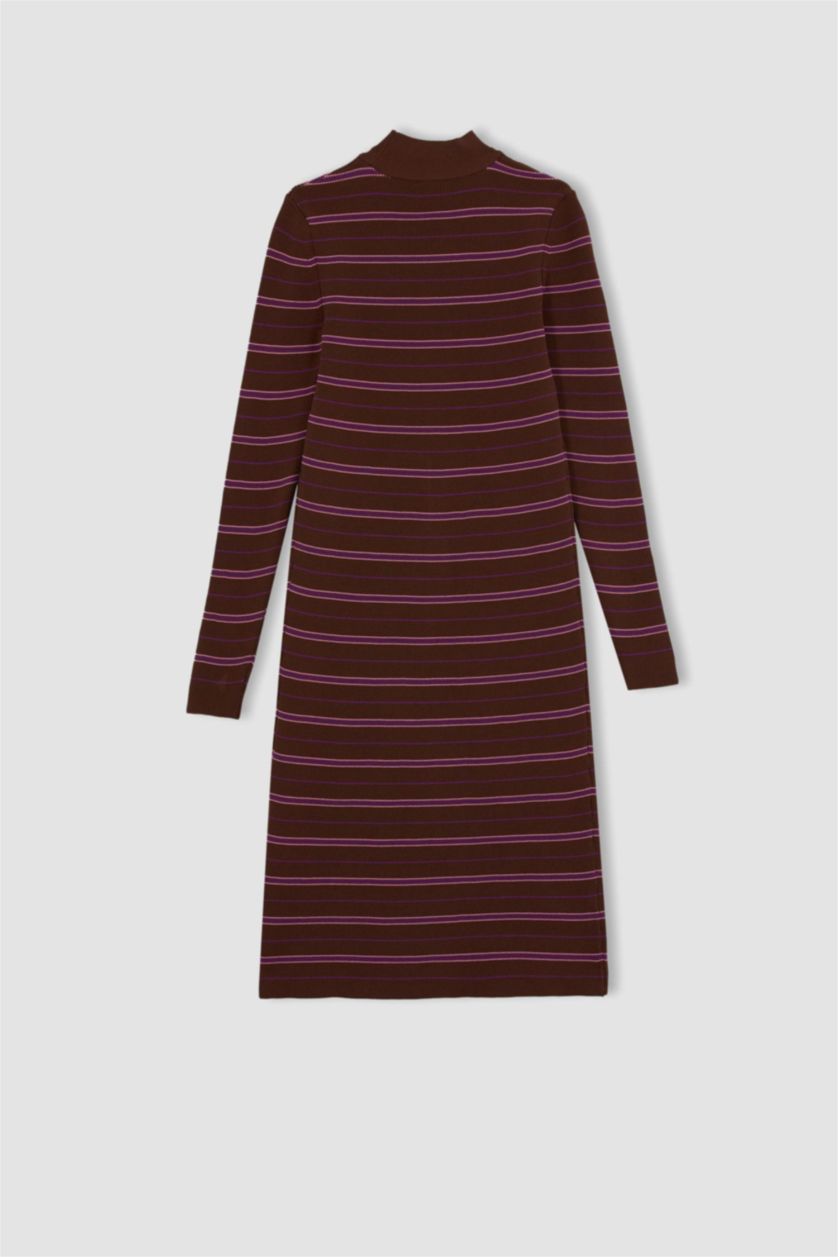 FEMME Marron Foncé Robe Ctelé Col rond