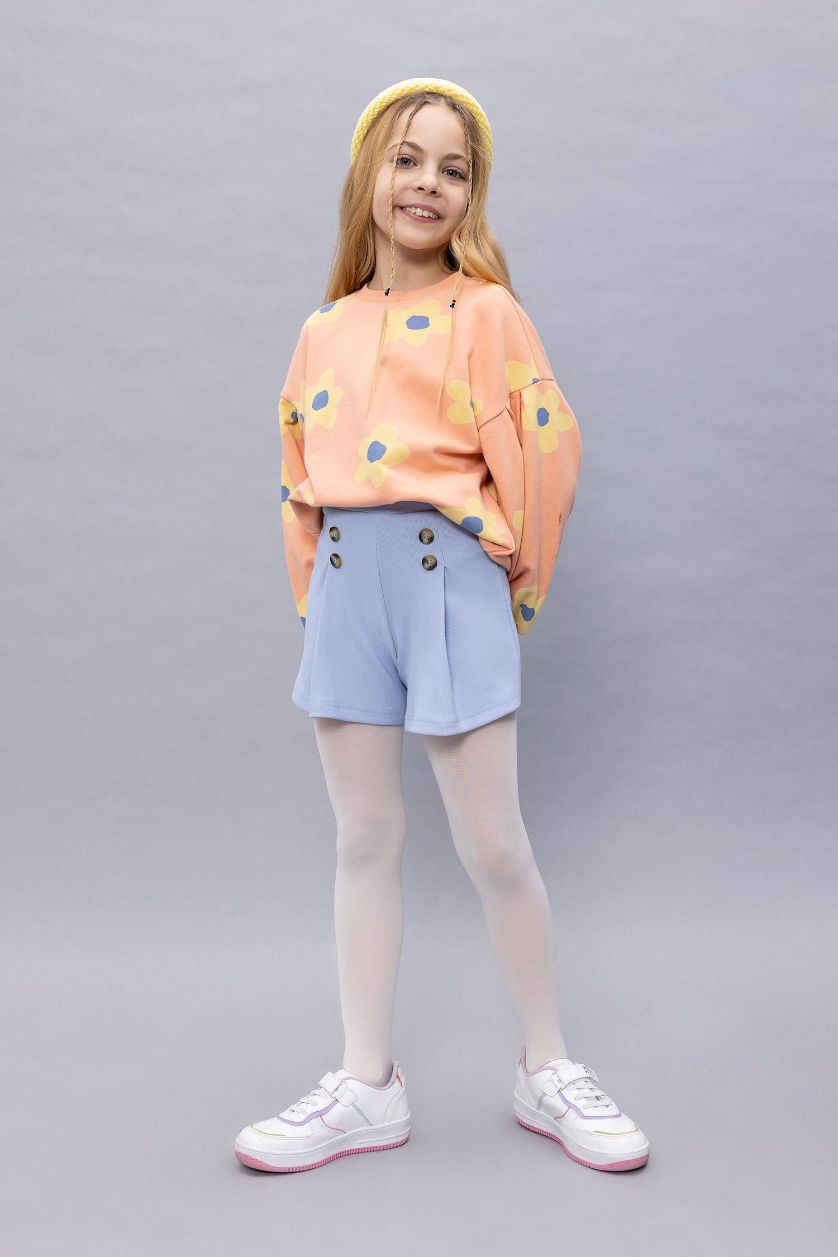 FILLES Bleu Ensemble de Short et Collants pour Fille