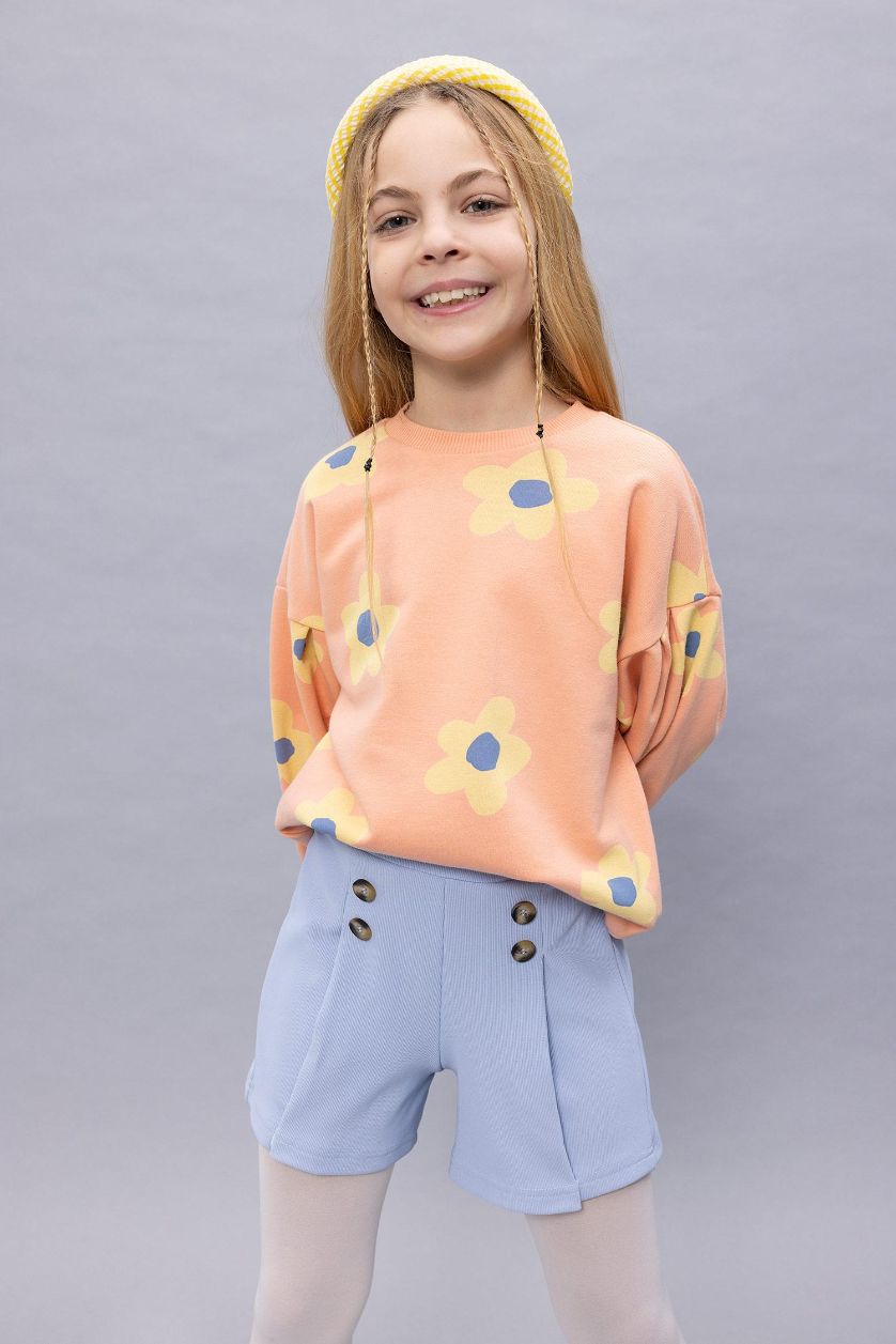 FILLES Bleu Ensemble de Short et Collants pour Fille