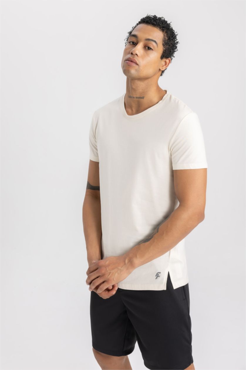 MAN Ecru Slim Fit Short Sleeve T-Shirt