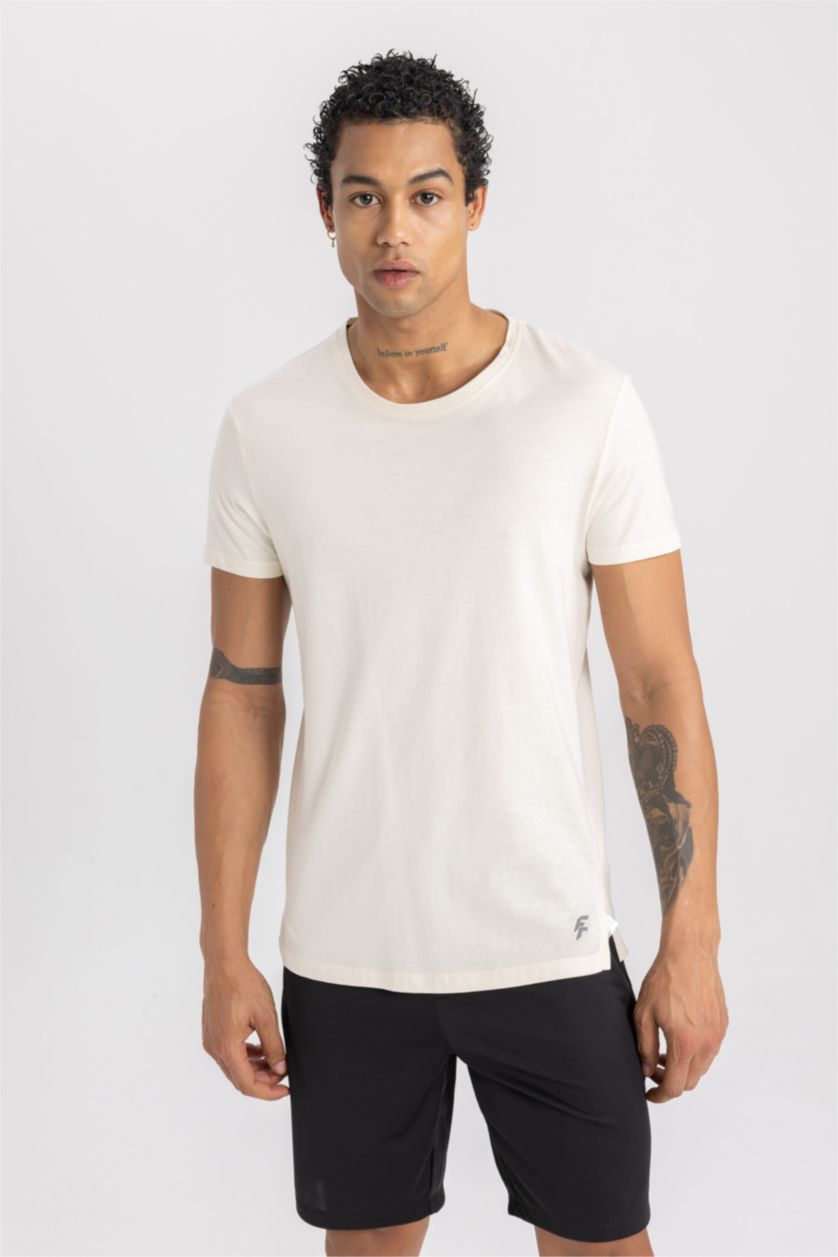 MAN Ecru Slim Fit Short Sleeve T-Shirt