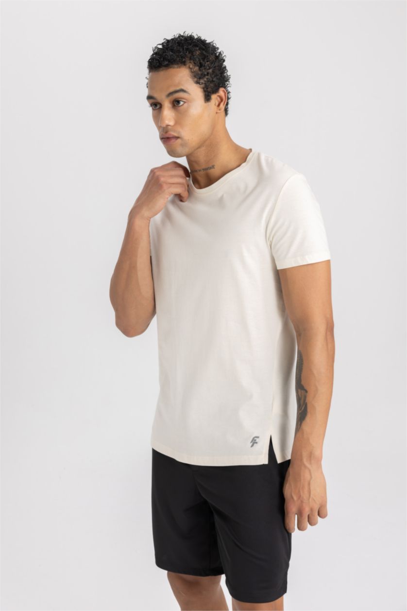 MAN Ecru Slim Fit Short Sleeve T-Shirt