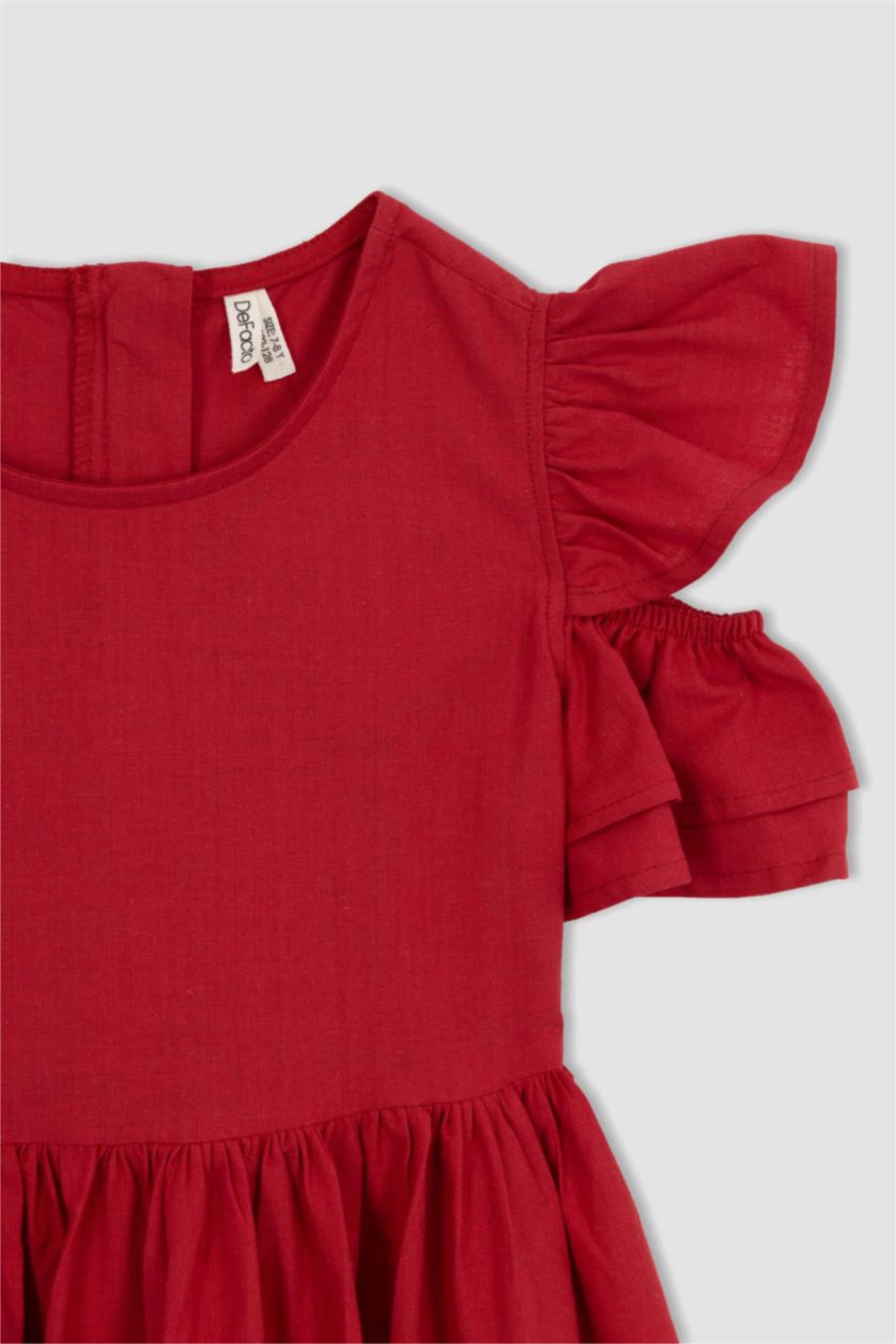 Girls & Teens Red Girls Cotton Short Sleeve Dress