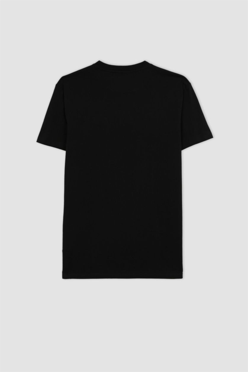 Мужчины Черный Футболка приталенного кроя с принтом из 100% хлопка