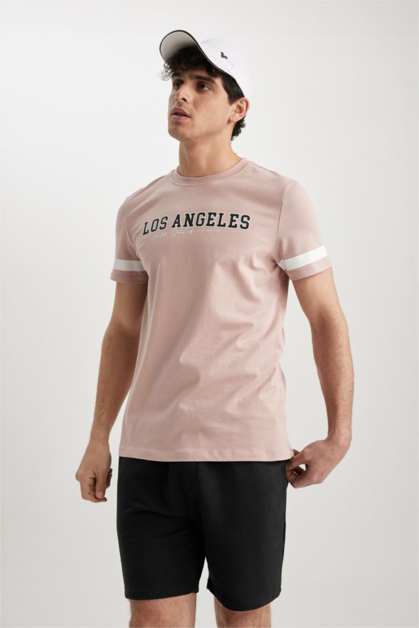 MAN Rose Slim Fit Crew Neck Printed Cotton T-Shirt