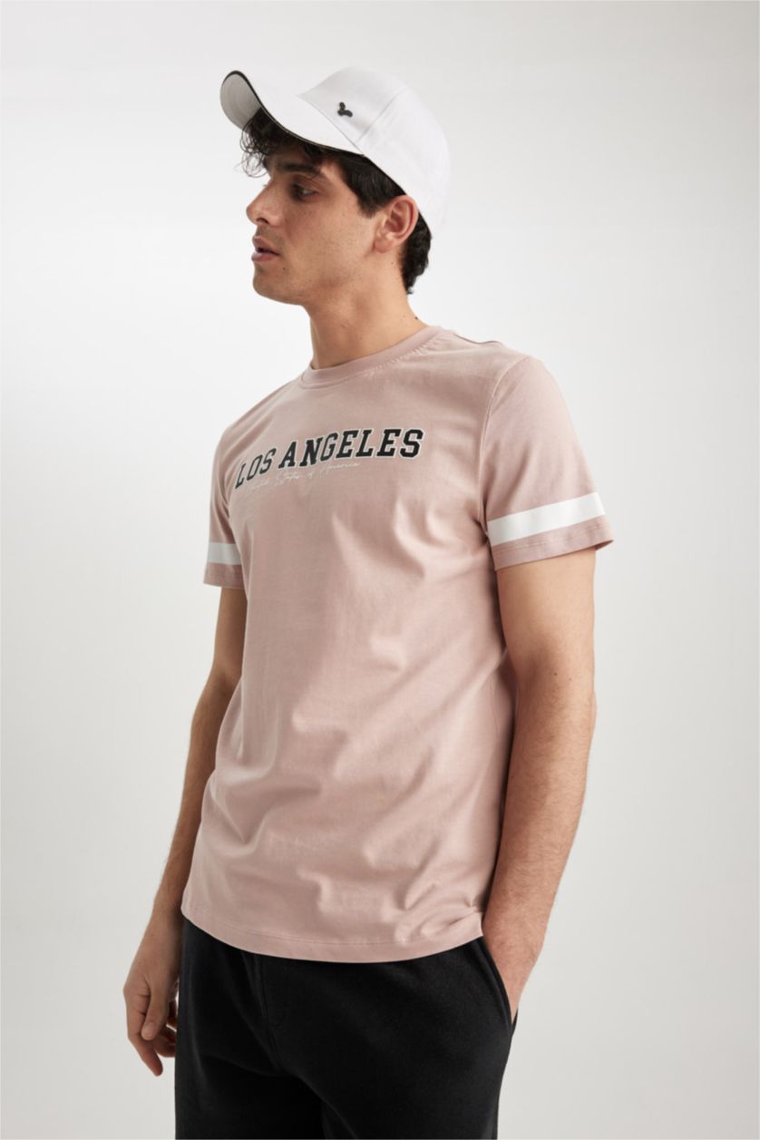 MAN Rose Slim Fit Crew Neck Printed Cotton T-Shirt