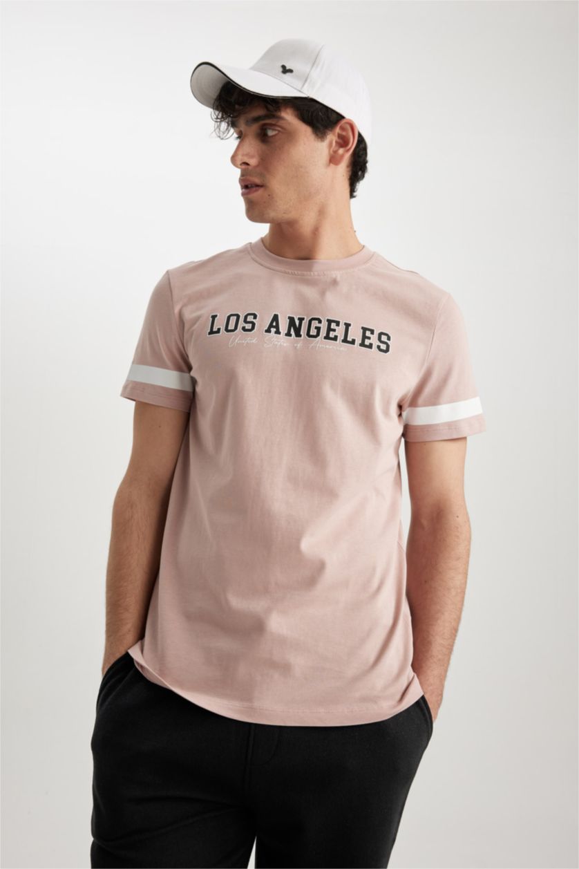 MAN Rose Slim Fit Crew Neck Printed Cotton T-Shirt