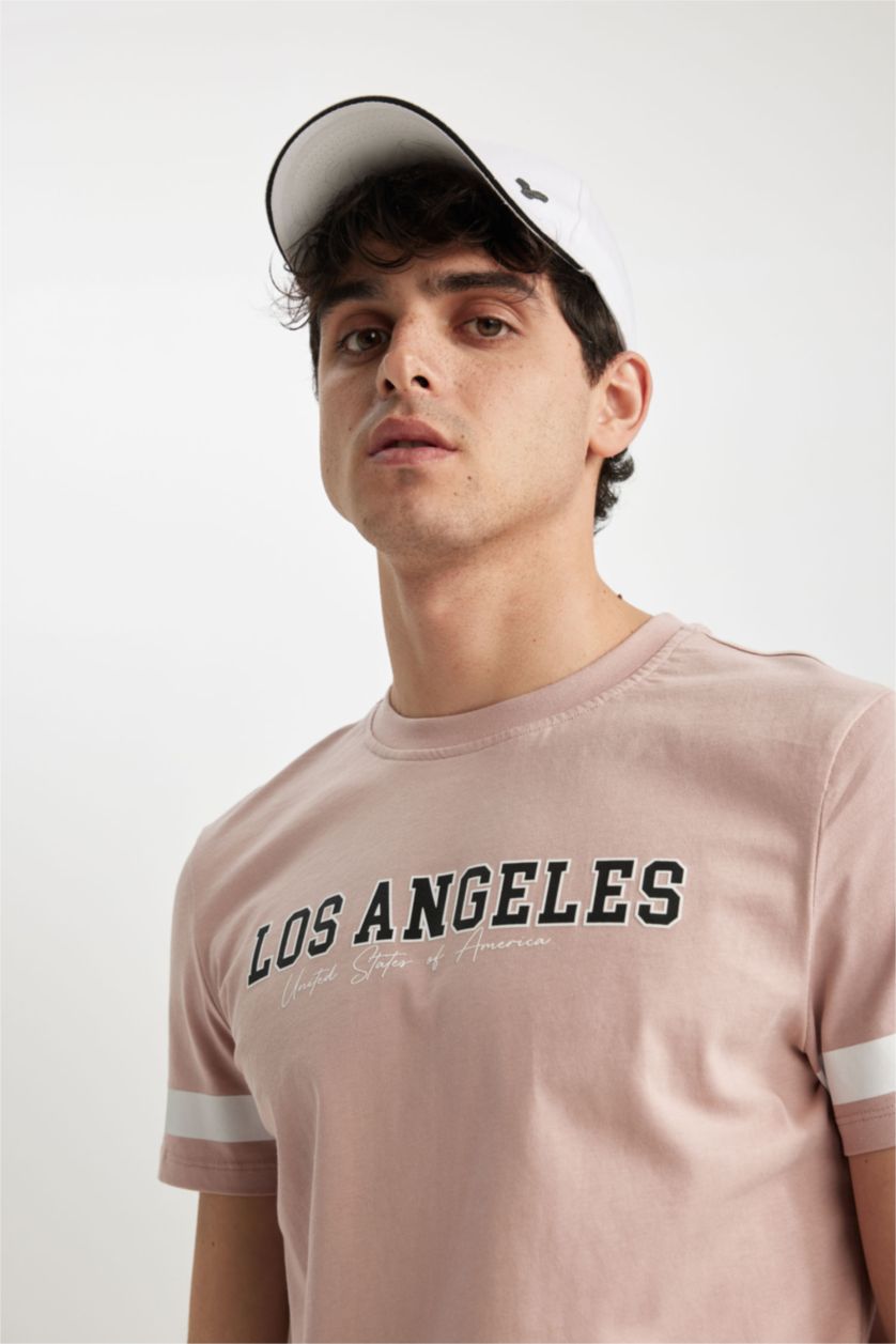 MAN Rose Slim Fit Crew Neck Printed Cotton T-Shirt