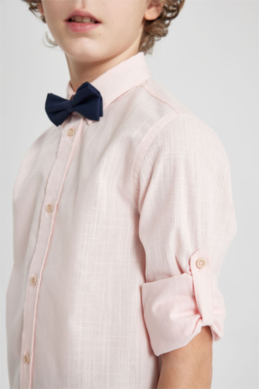 Erkek Çocuk - Genç Erkek Açık Pembe Polo Yaka 2'li Uzun Kollu Gömlek Erkek Çocuk