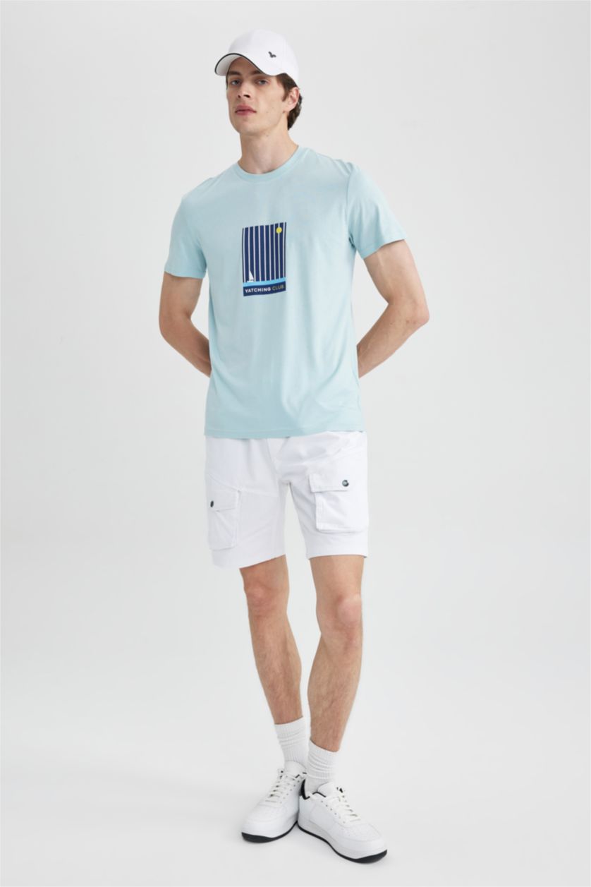 MAN Mint Slim Fit Crew Neck Printed T-Shirt