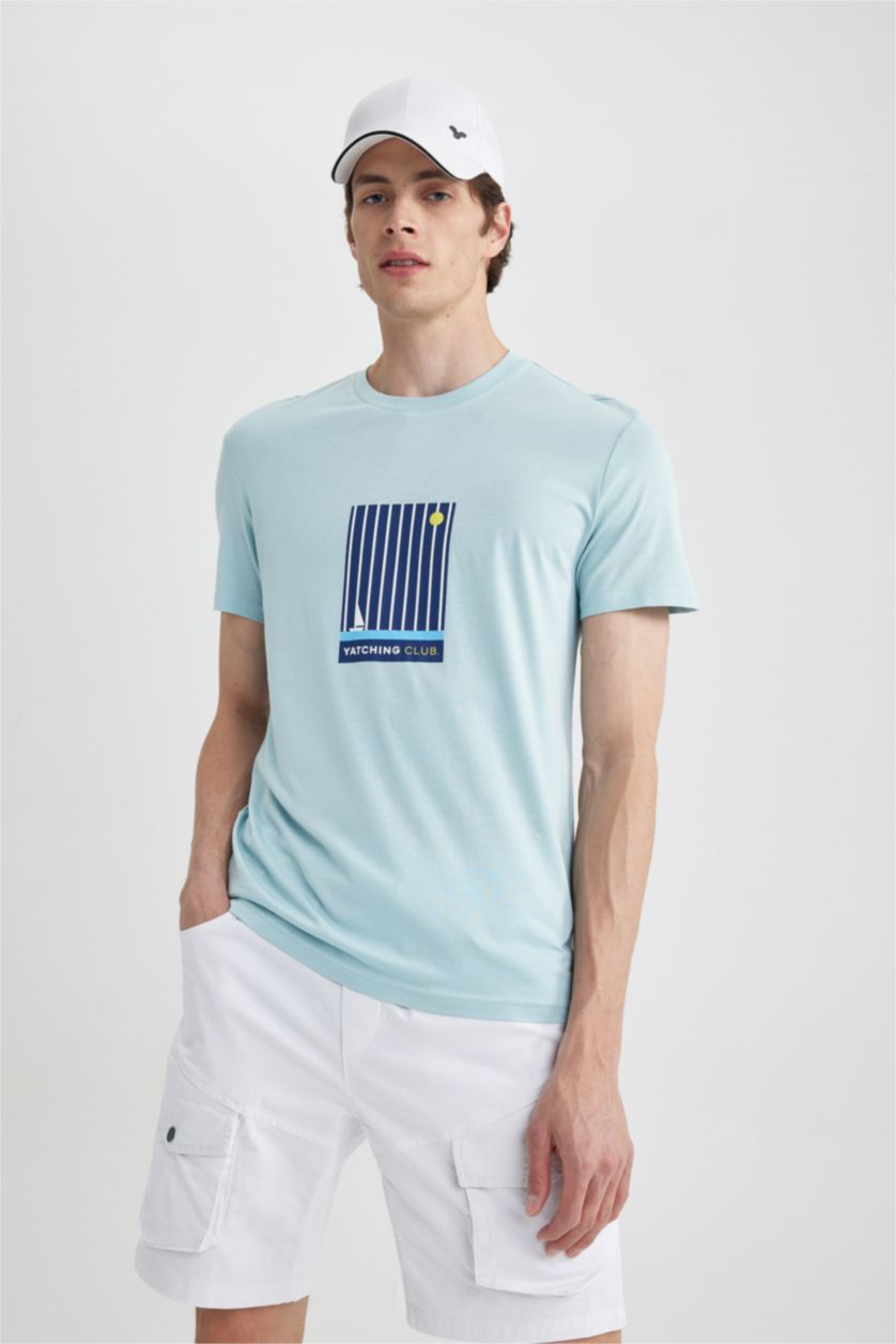MAN Mint Slim Fit Crew Neck Printed T-Shirt