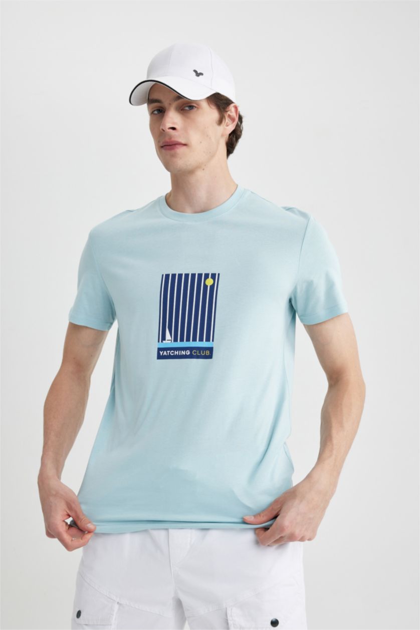 MAN Mint Slim Fit Crew Neck Printed T-Shirt