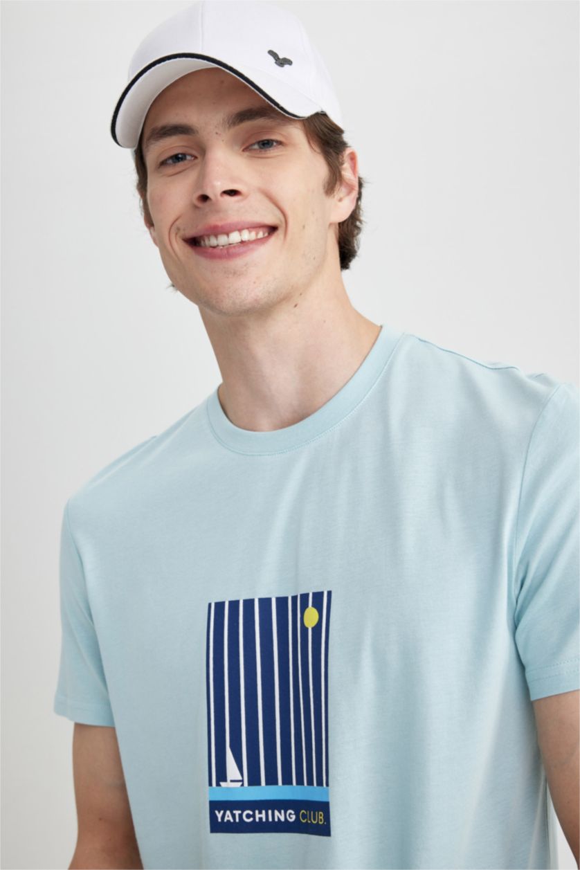 MAN Mint Slim Fit Crew Neck Printed T-Shirt