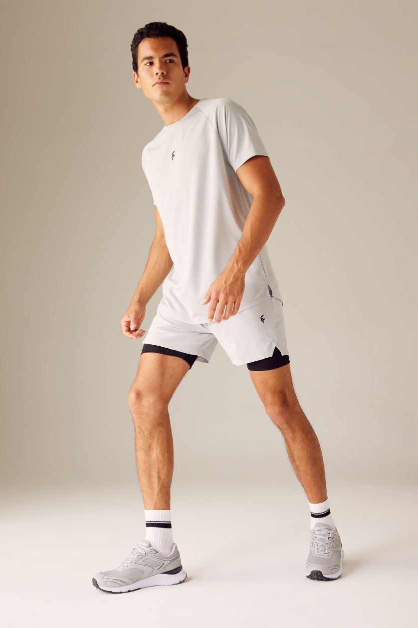 رجالي رمادي فاتح شورت مع ليجن سليم فيت من DeFactoFit