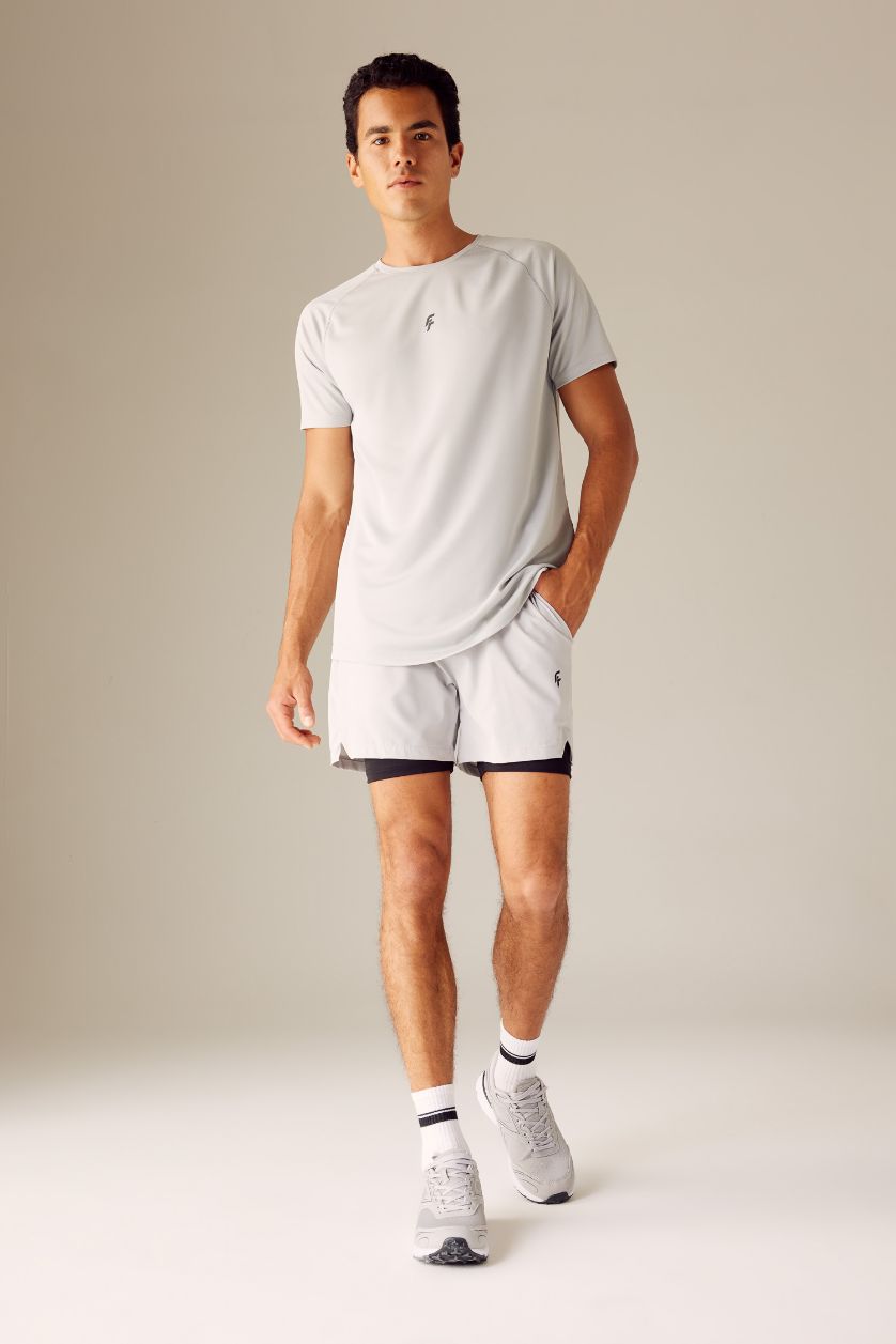 رجالي رمادي فاتح شورت مع ليجن سليم فيت من DeFactoFit