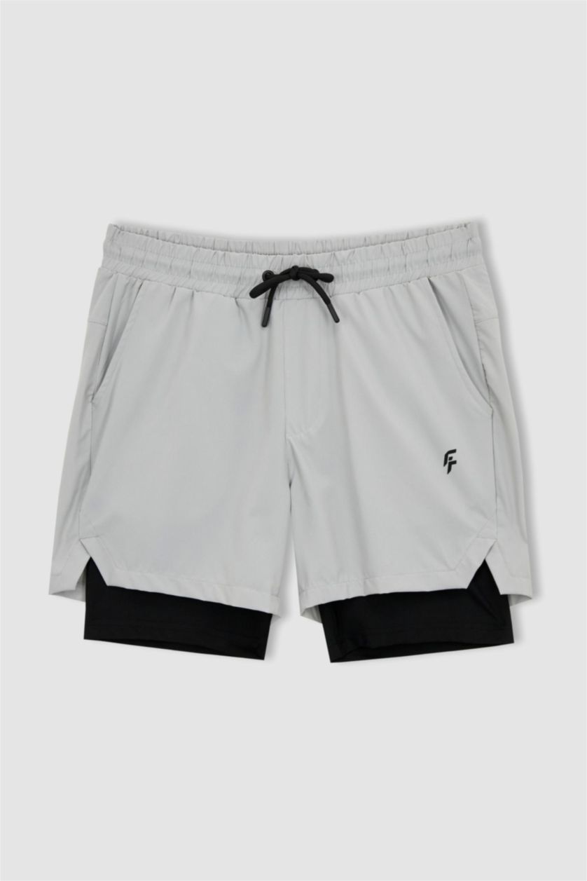 رجالي رمادي فاتح شورت مع ليجن سليم فيت من DeFactoFit