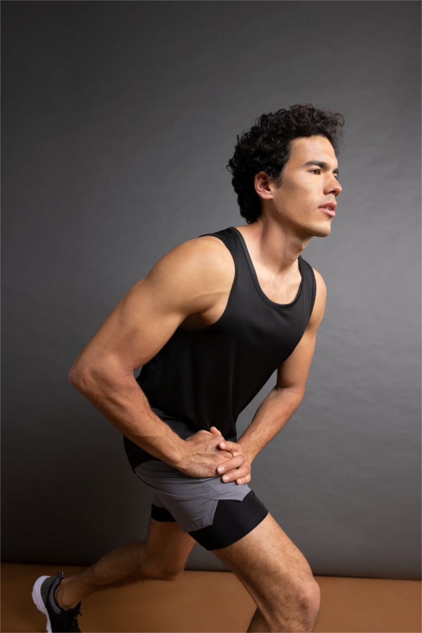 HOMME Noir Defacto Fit Débardeur D'Athlète Sans Manches À Col Ras Du Cou Et Coupe Ajustée