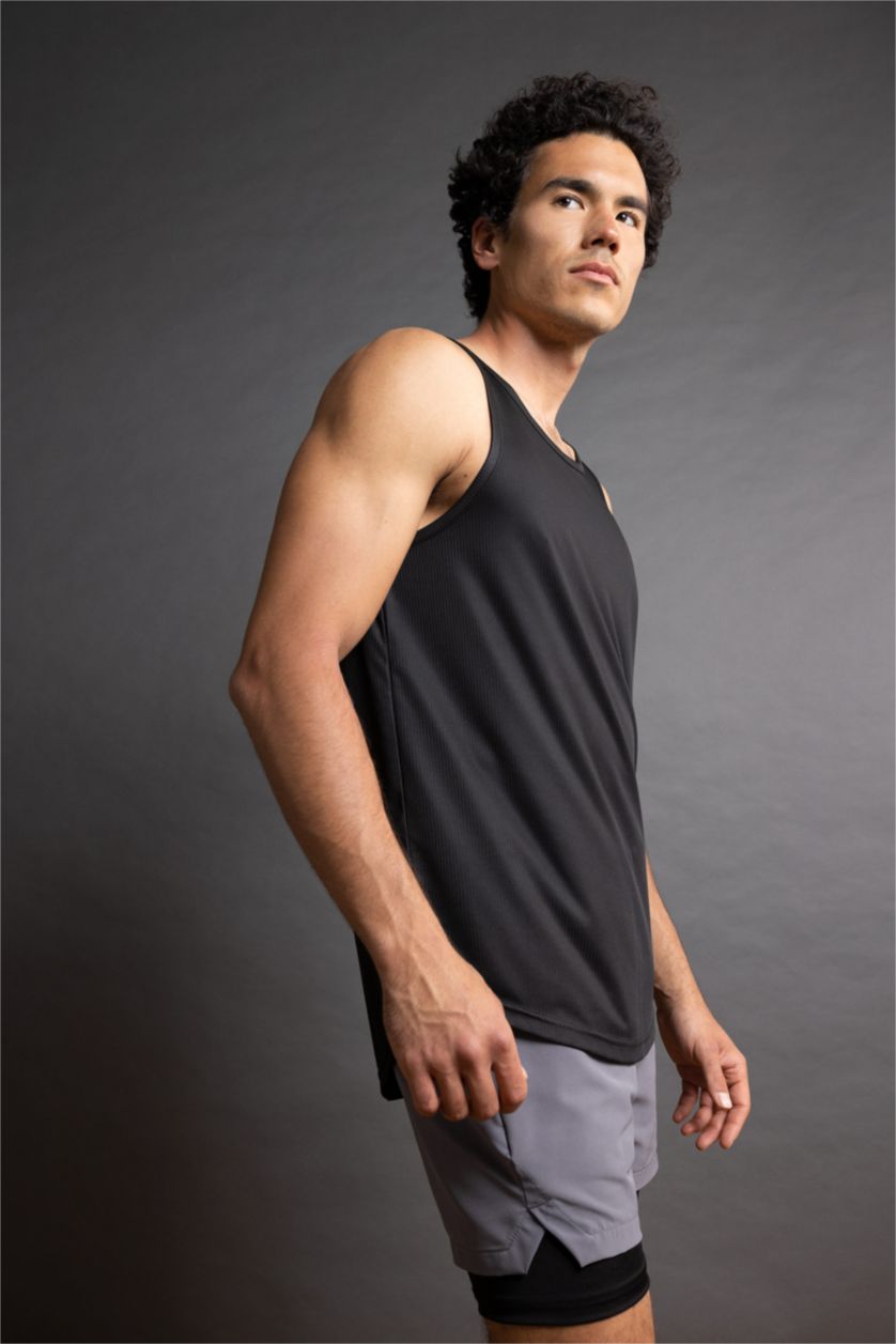 HOMME Noir Defacto Fit Débardeur D'Athlète Sans Manches À Col Ras Du Cou Et Coupe Ajustée