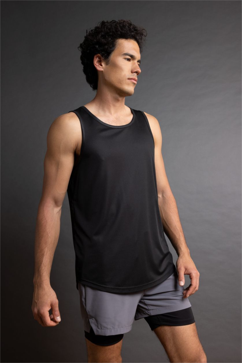 HOMME Noir Defacto Fit Débardeur D'Athlète Sans Manches À Col Ras Du Cou Et Coupe Ajustée