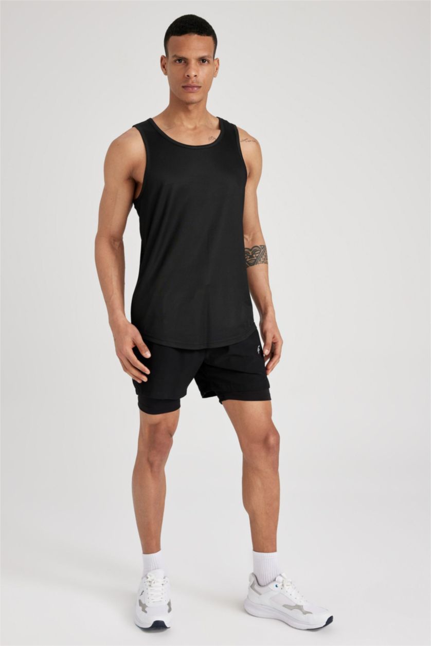 HOMME Noir Defacto Fit Débardeur D'Athlète Sans Manches À Col Ras Du Cou Et Coupe Ajustée
