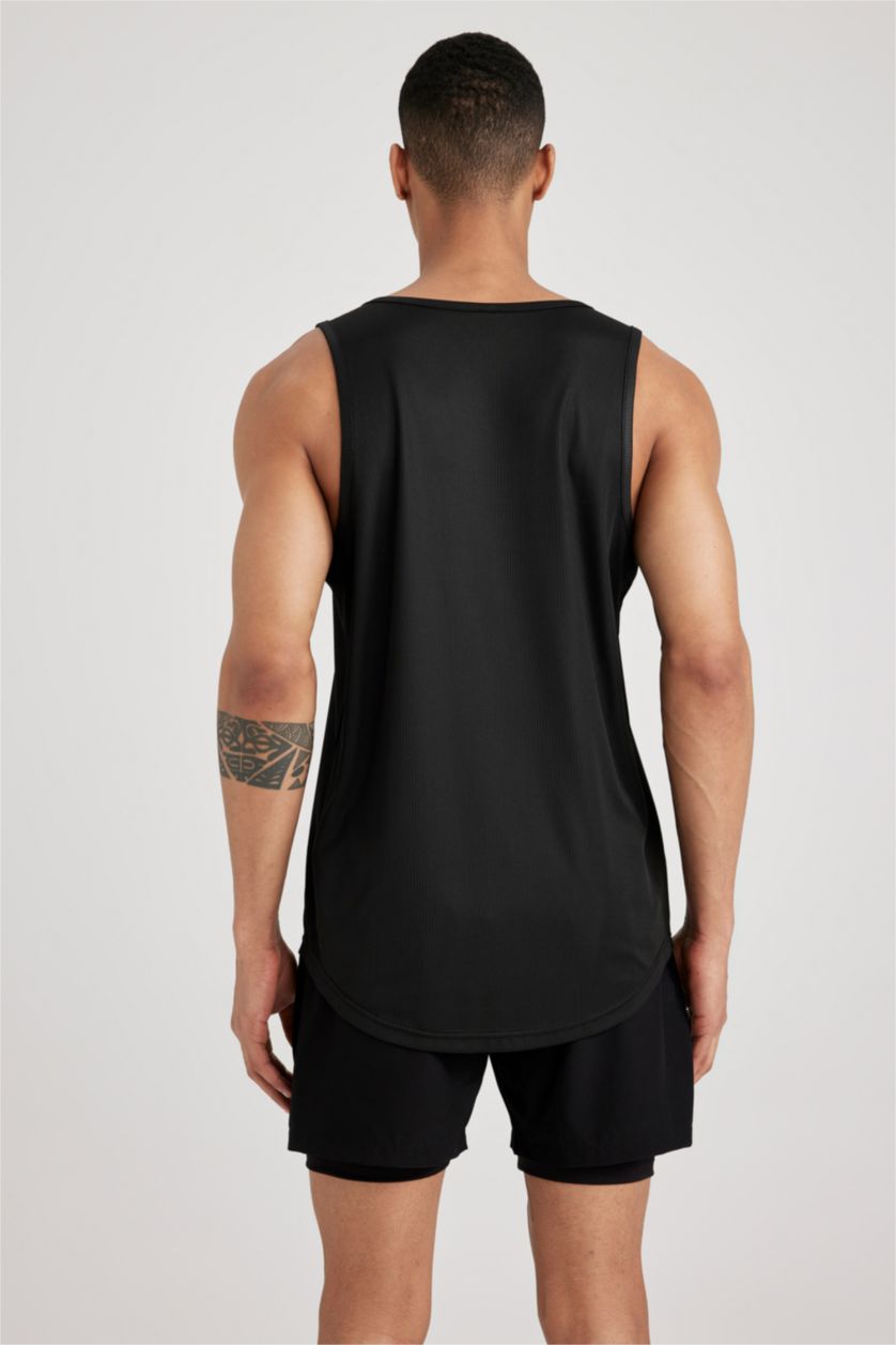 HOMME Noir Defacto Fit Débardeur D'Athlète Sans Manches À Col Ras Du Cou Et Coupe Ajustée