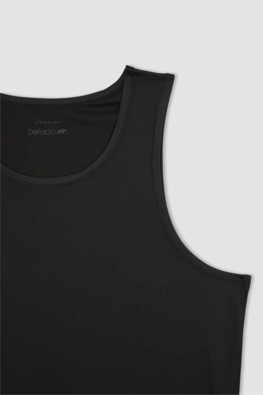 HOMME Noir Defacto Fit Débardeur D'Athlète Sans Manches À Col Ras Du Cou Et Coupe Ajustée