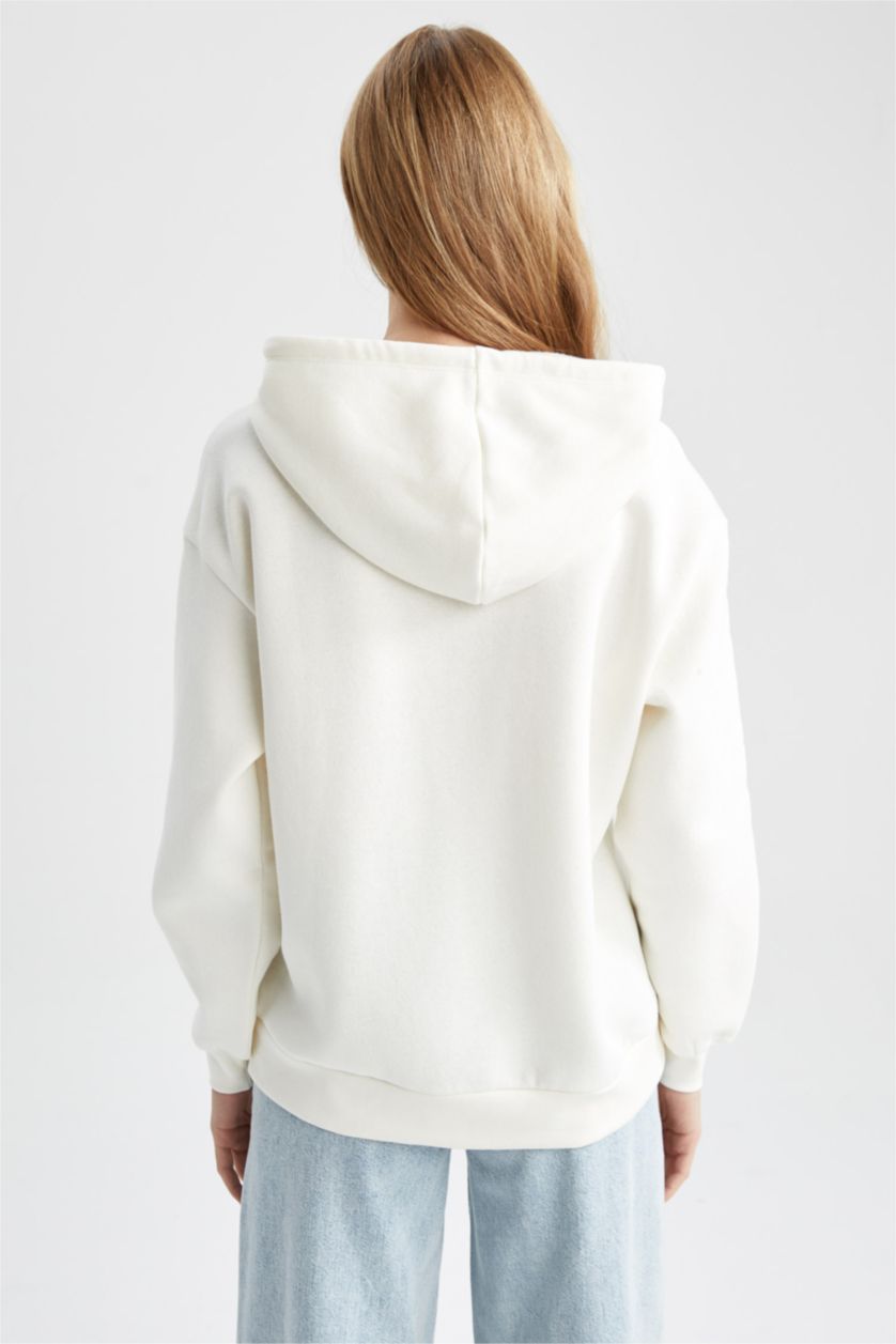 WOMAN Ecru Regular Fit Slogan Sweatshirt