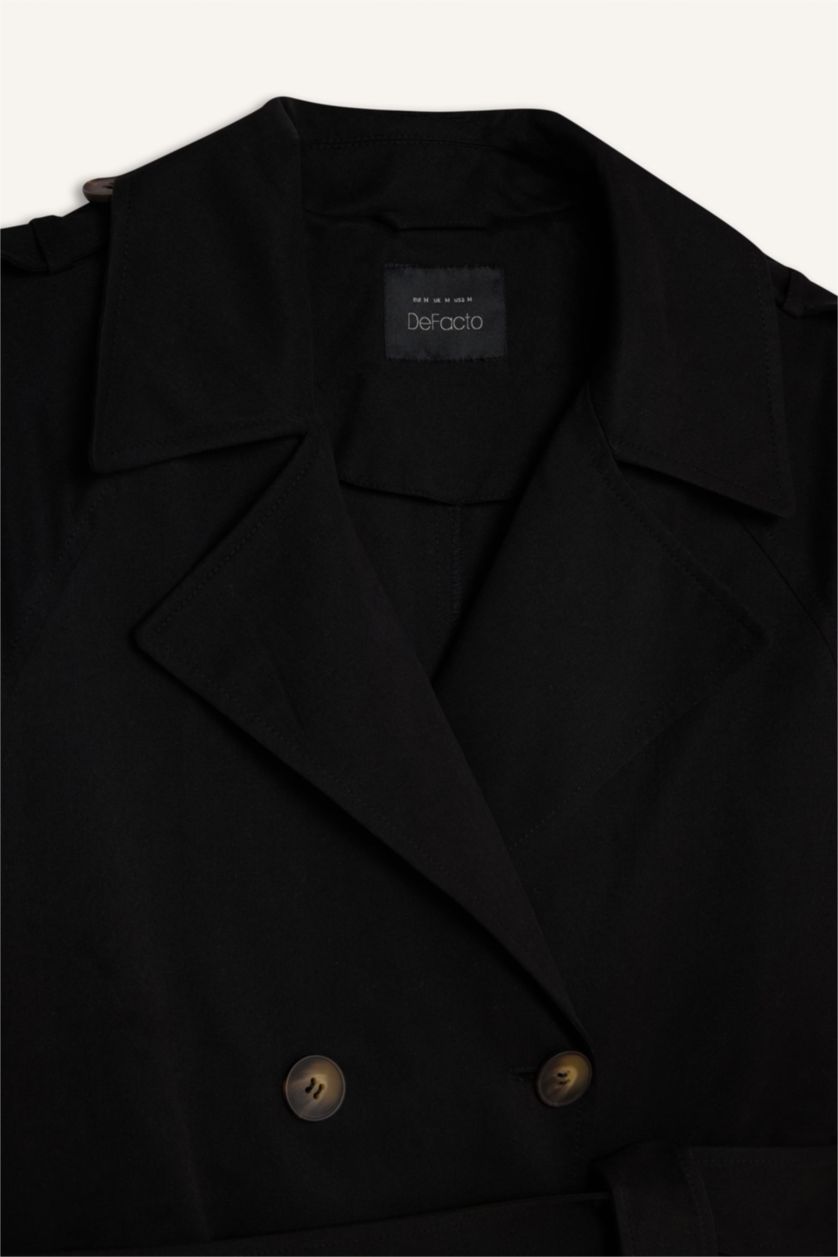 FEMME Noir Trench-Coat Coupe Relaxant Imperméable