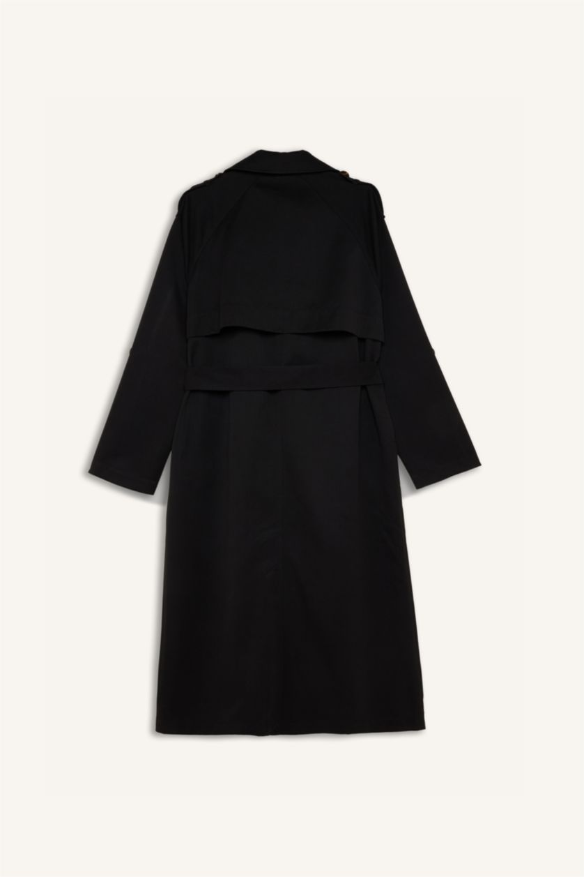 FEMME Noir Trench-Coat Coupe Relaxant Imperméable