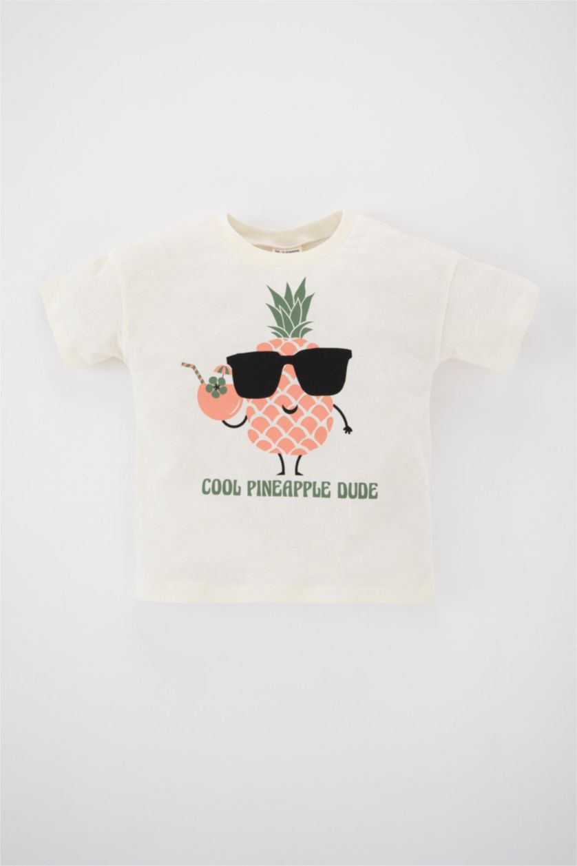 BÉBÉ GARÇON Écru T-Shirt à Manches Courtes à Motif Fruits Coupe régulière pour Bébé garçon