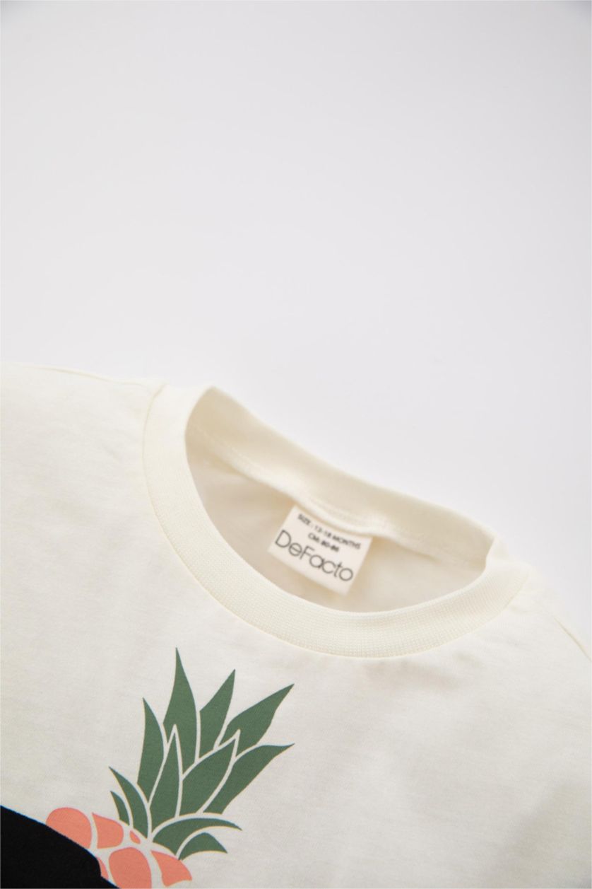 BÉBÉ GARÇON Écru T-Shirt à Manches Courtes à Motif Fruits Coupe régulière pour Bébé garçon