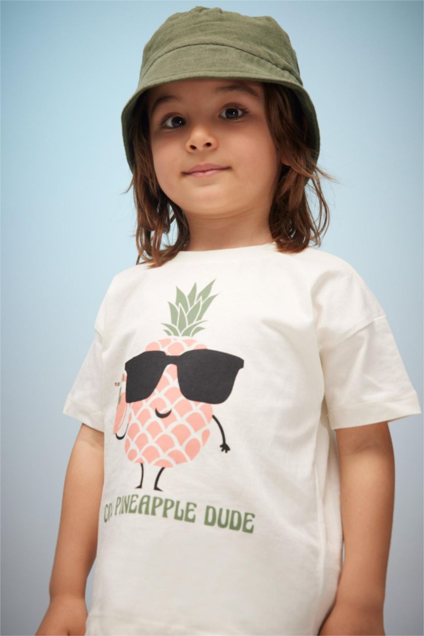 BÉBÉ GARÇON Écru T-Shirt à Manches Courtes à Motif Fruits Coupe régulière pour Bébé garçon