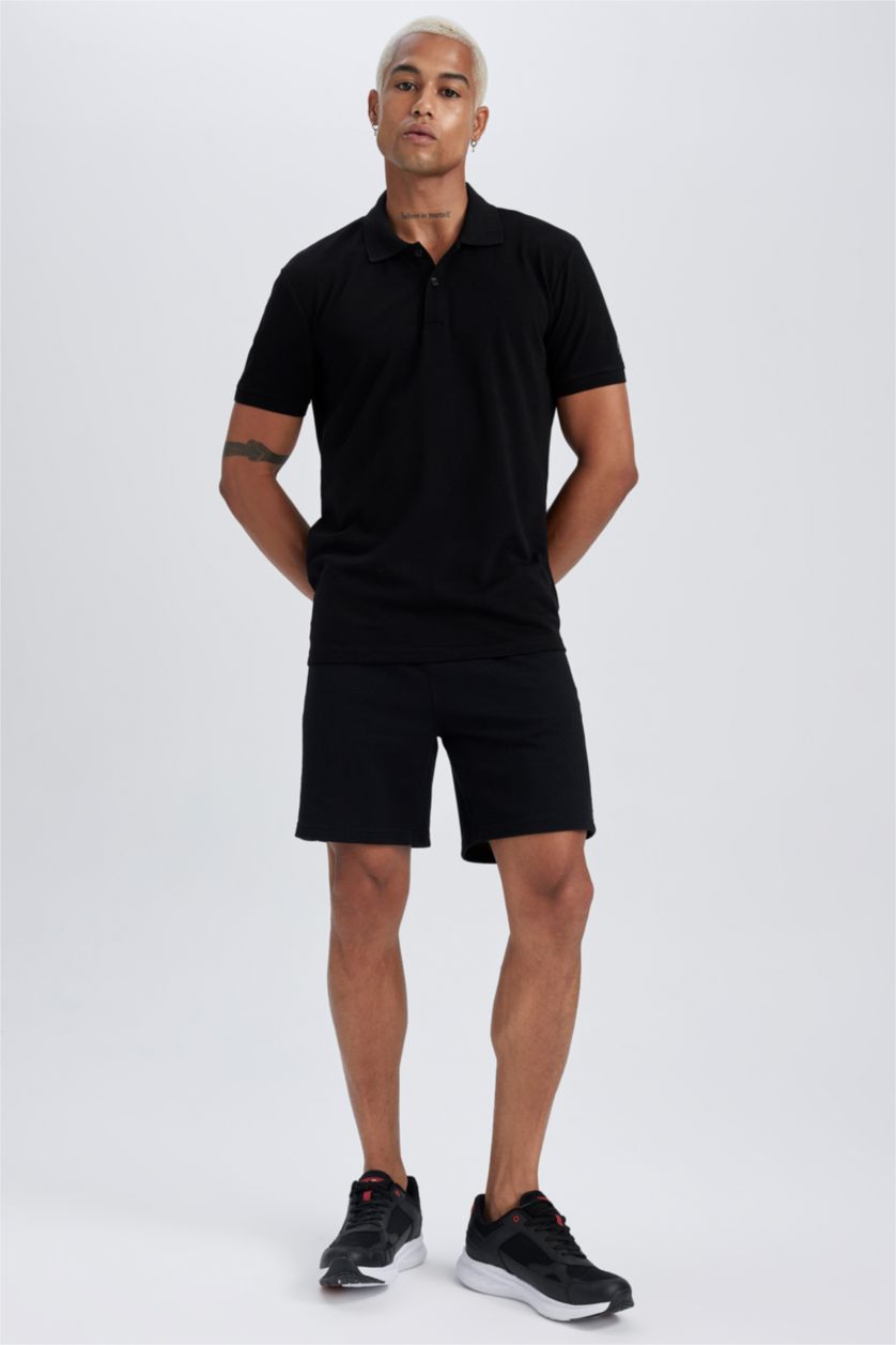رجالي أسود شورت سليم فيت بجيب مزدوج