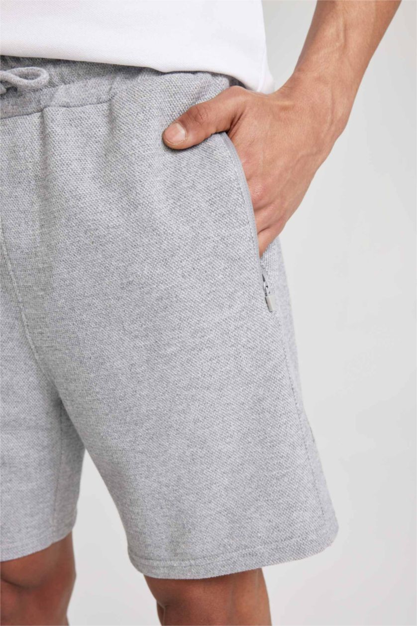 رجالي ميلانج رمادي شورت سليم فيت بجيب مزدوج