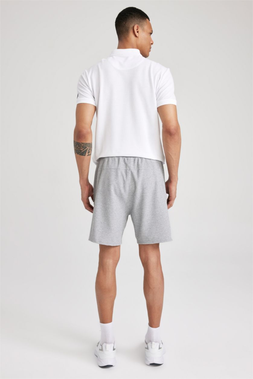 رجالي ميلانج رمادي شورت سليم فيت بجيب مزدوج