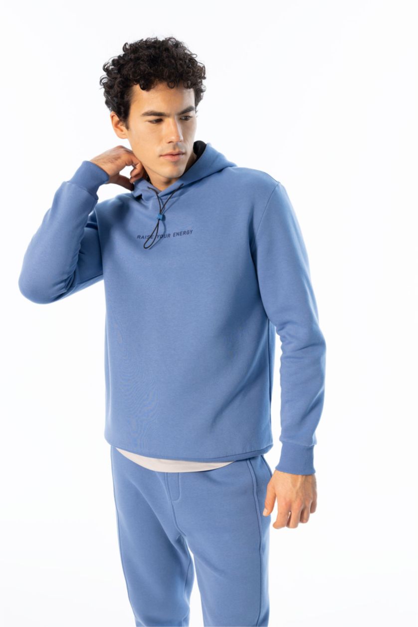 MAN Dark Blue Defacto Fit Standard Fit Hoodie Sweatshirt