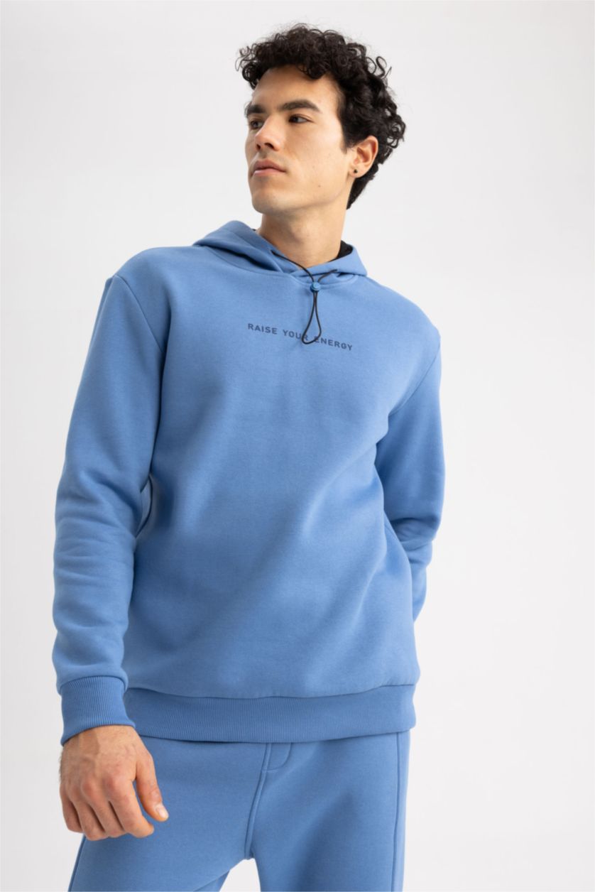 MAN Dark Blue Defacto Fit Standard Fit Hoodie Sweatshirt
