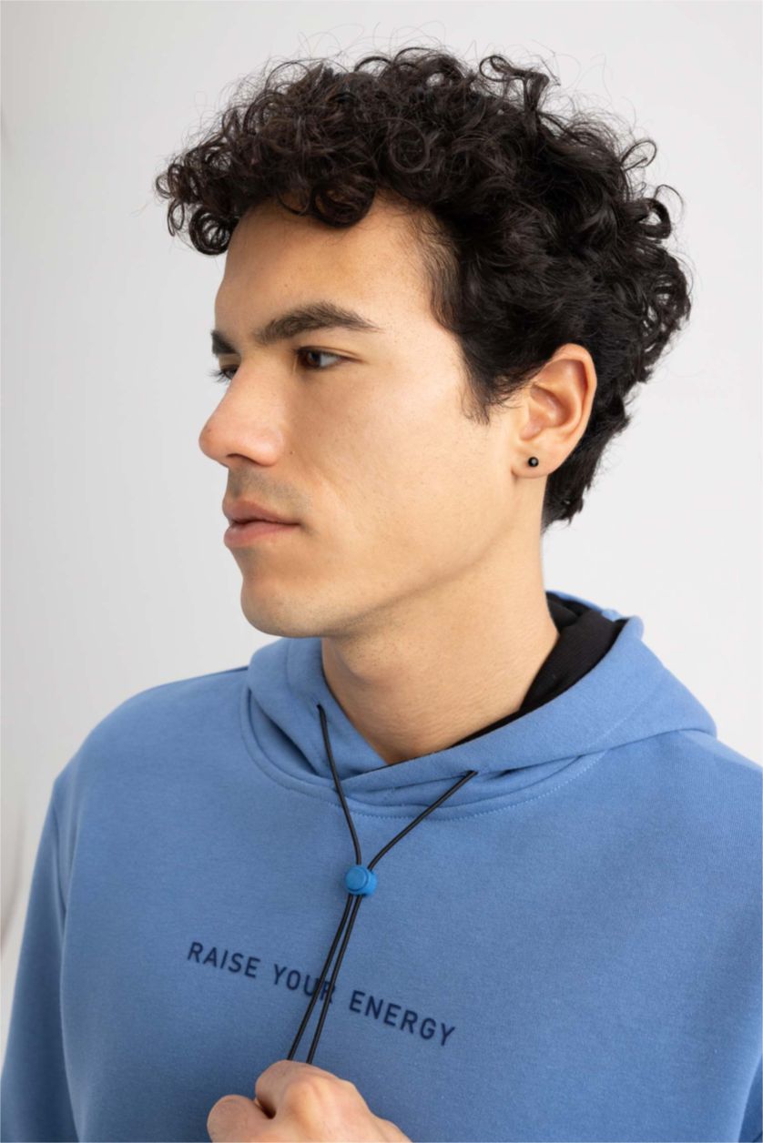 MAN Dark Blue Defacto Fit Standard Fit Hoodie Sweatshirt