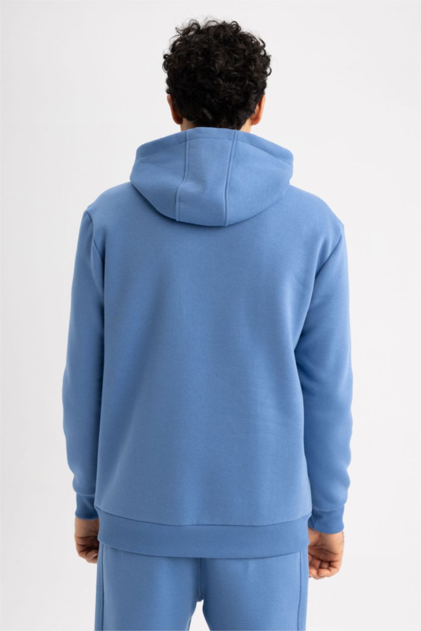 MAN Dark Blue Defacto Fit Standard Fit Hoodie Sweatshirt