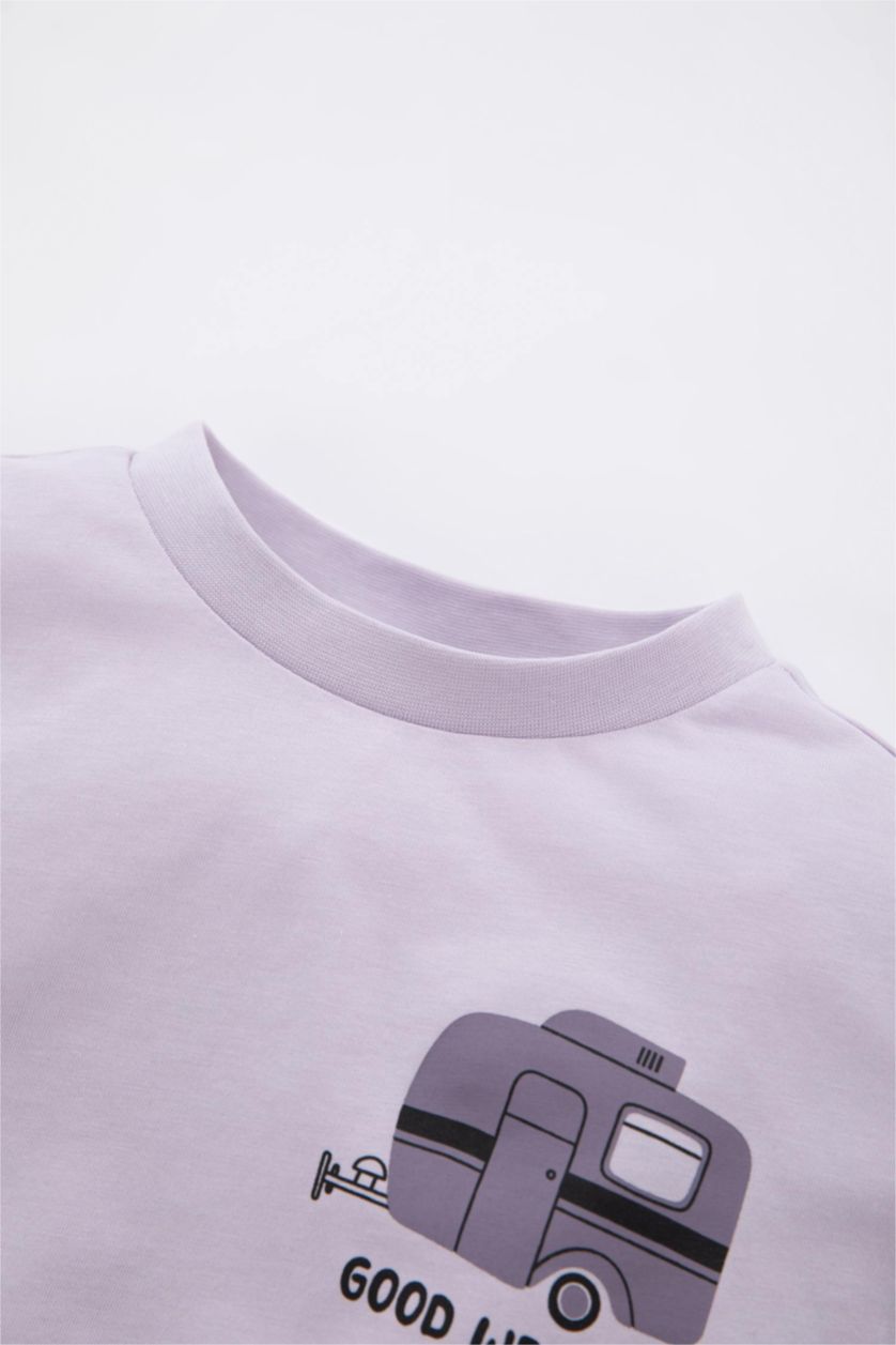 Erkek Bebek Açık Lila Erkek Bebek Kısa Kollu Tişört