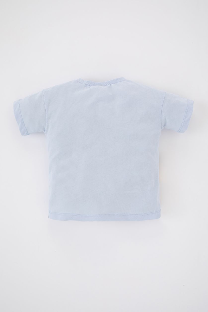 BABY BOY Light Blue Baby Boy Regular Fit Animal Patterned Short Sleeve T-Shirt