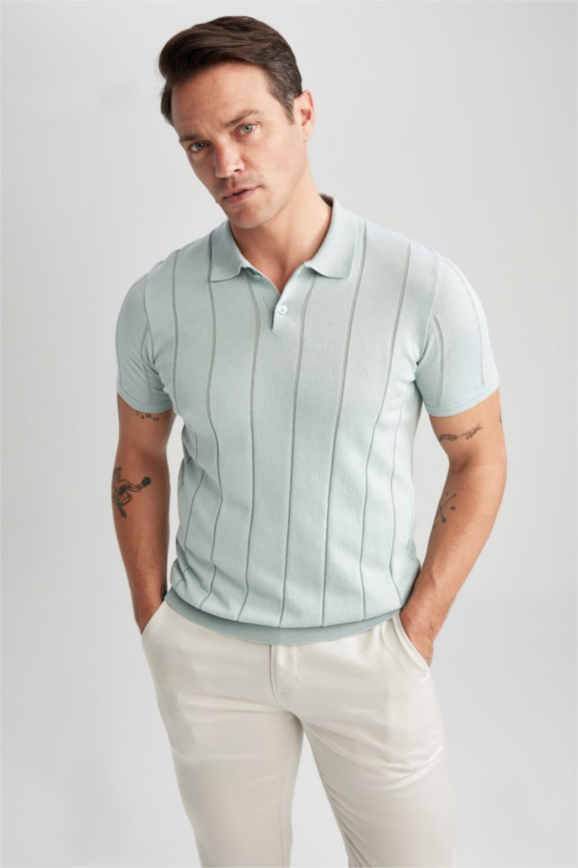 HOMME Gris T-Shirt Polo Coupe Moderne Col Polo