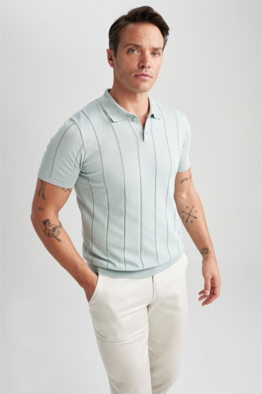 HOMME Gris T-Shirt Polo Coupe Moderne Col Polo