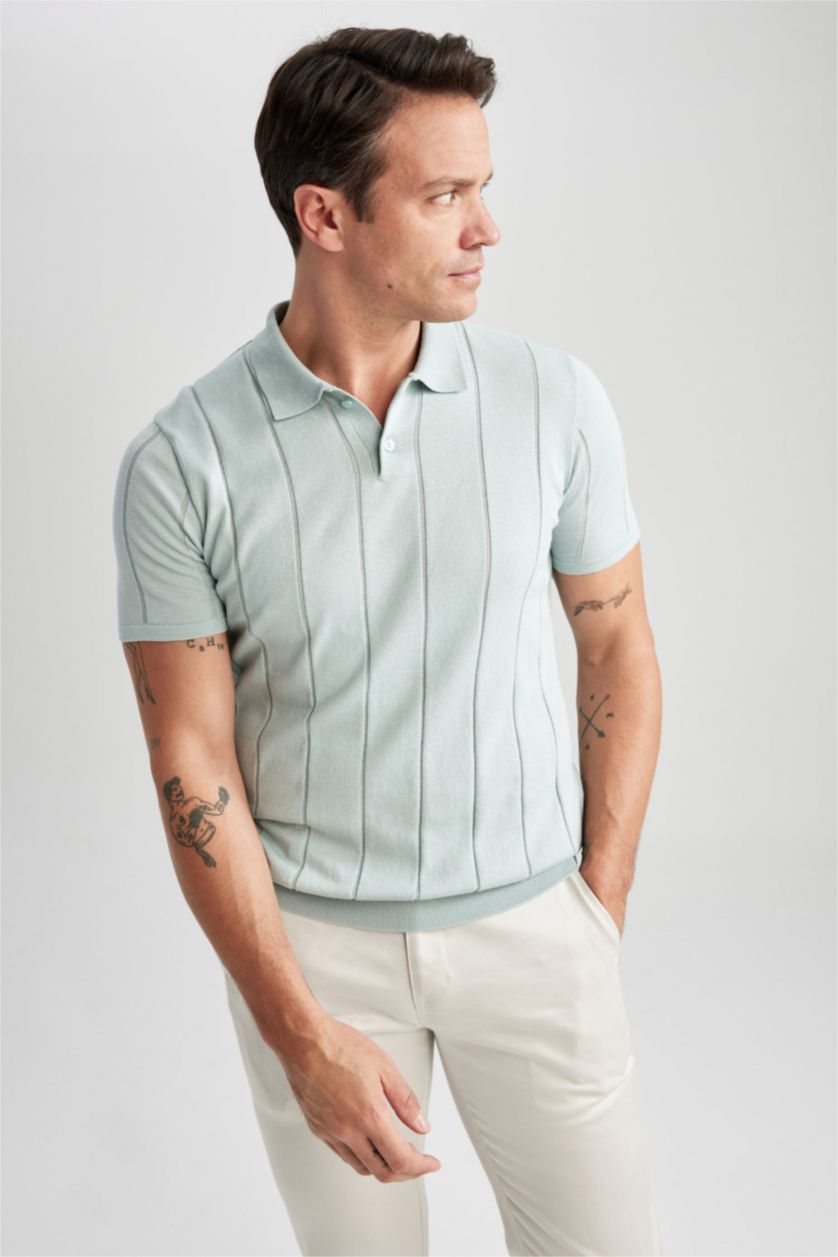 HOMME Gris T-Shirt Polo Coupe Moderne Col Polo