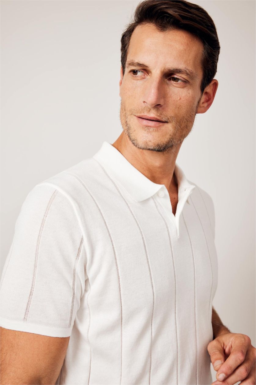 رجالي اوف وايت تي شيرت بولو تريكو مودرن فيت