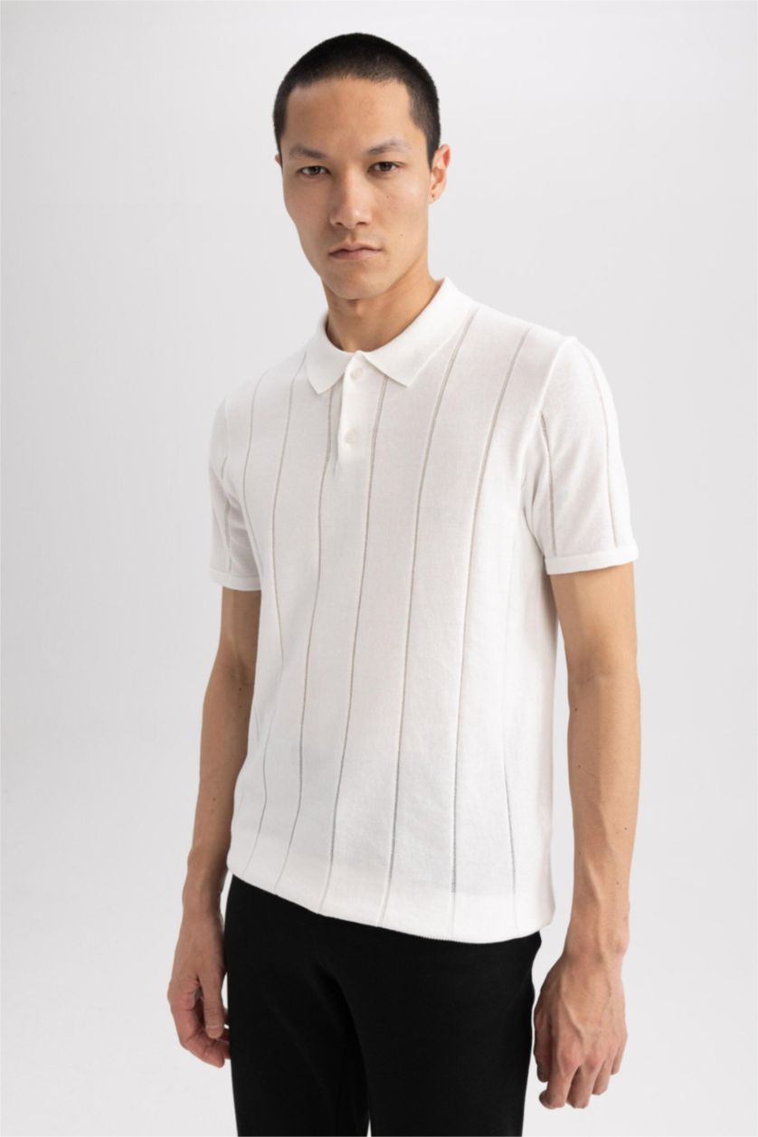 رجالي اوف وايت تي شيرت بولو تريكو مودرن فيت