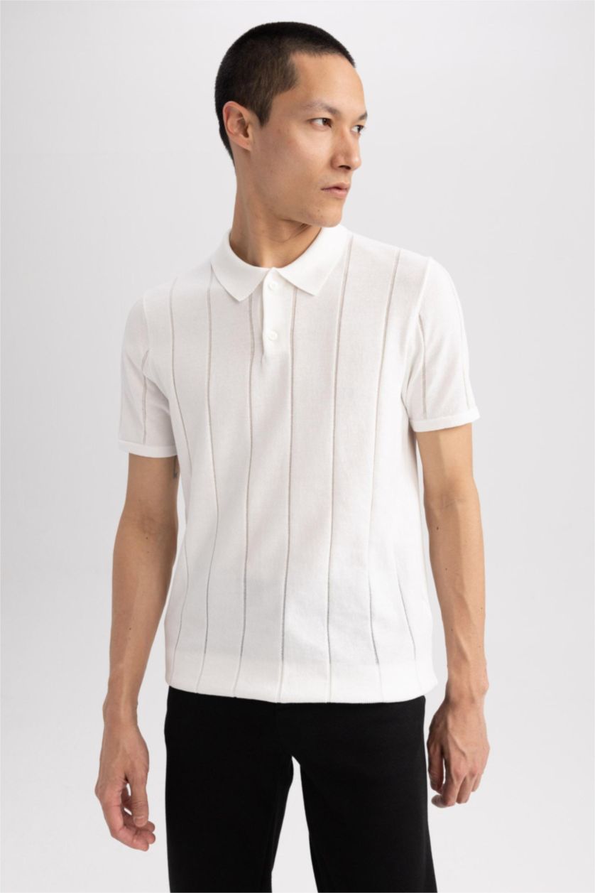 رجالي اوف وايت تي شيرت بولو تريكو مودرن فيت