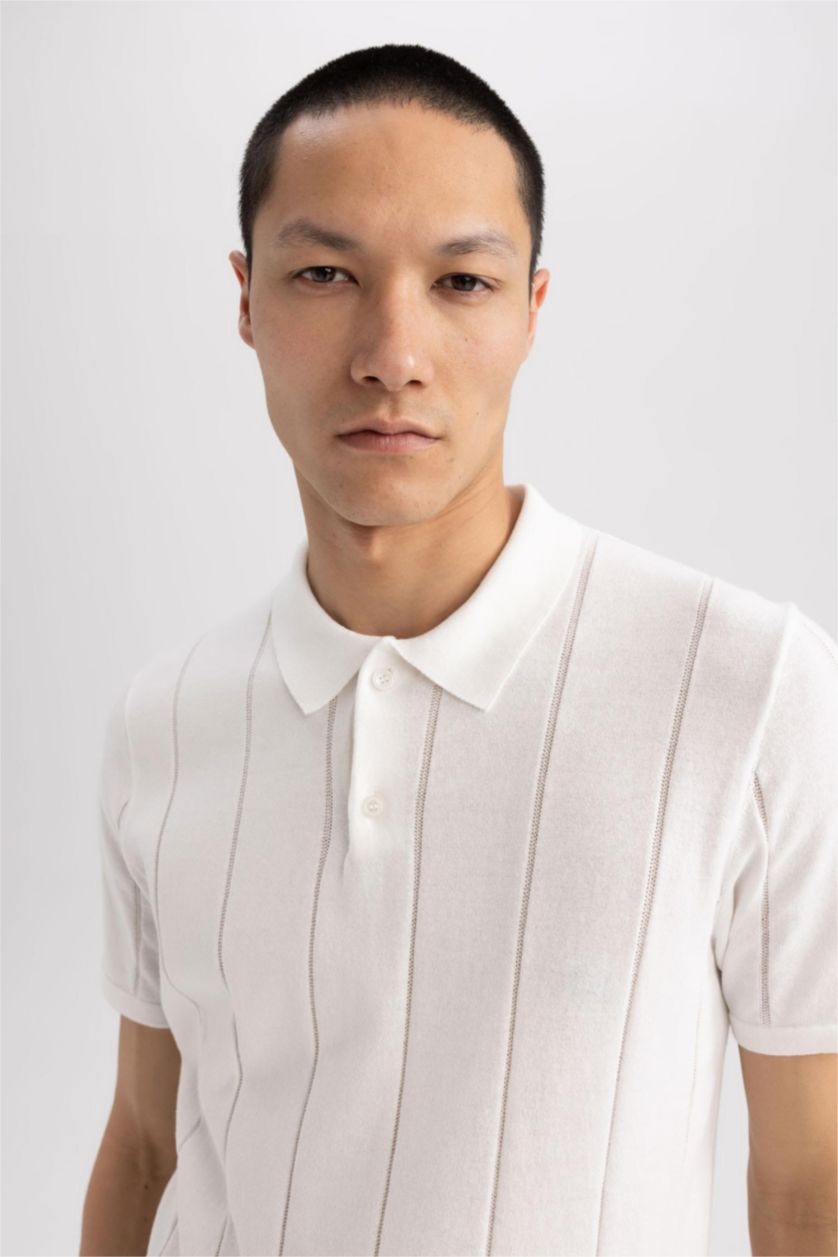 رجالي اوف وايت تي شيرت بولو تريكو مودرن فيت