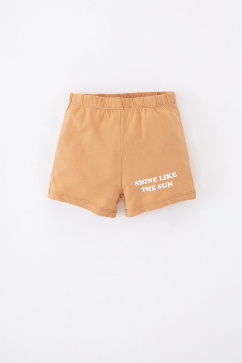 BABY BOY Camel Baby Boy Regular Fit Slogan Printed Shorts