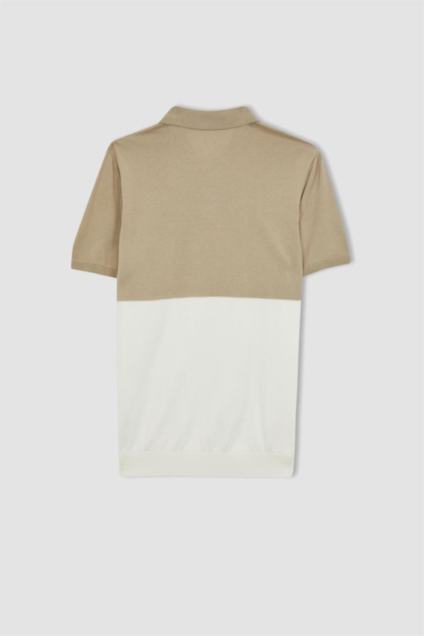 HOMME Beige T-Shirt Polo Coupe Moderne Col Polo